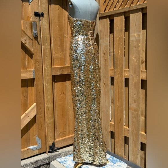 🆕 BRONX & BANCO 🧿 NWOT Farah Strapless Sequins Gown, Gold, Sz S US 4 - Picture 8 of 15